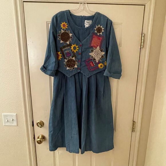 Vintage Denim Jean Dress | Classic 90s Button-Up Midi Dress | Retro Chic - Picture 1 of 6